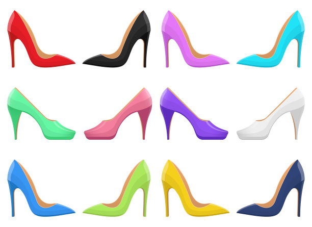 高跟鞋矢量设计插图孤立在白色的背景图片下载
