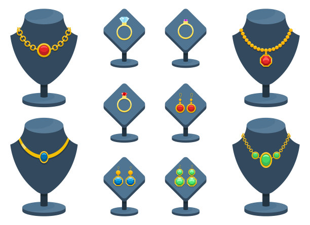 珠宝集矢量设计插图孤立在白色的背景图片下载