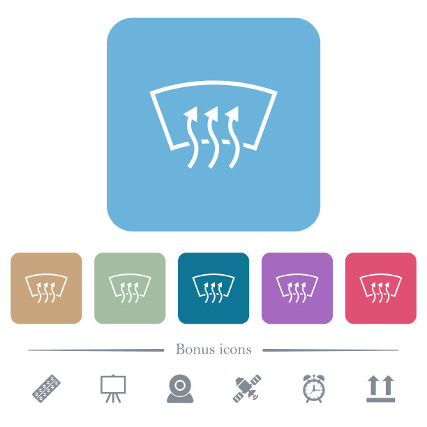 挡风玻璃解冻平面图标上的颜色圆形方形背景图片下载