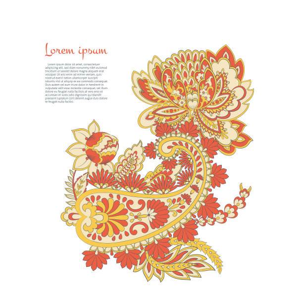 佩斯利隔离模式。复古插图蜡染风格图片下载