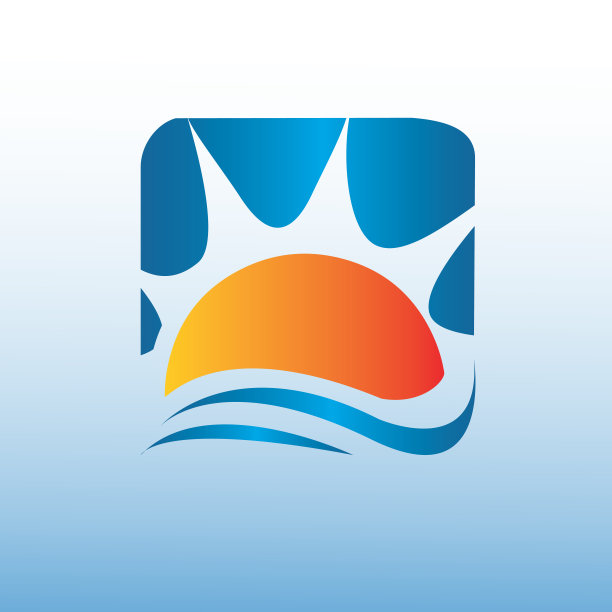 在方形黄色太阳标志设计矢量图标插图图片下载