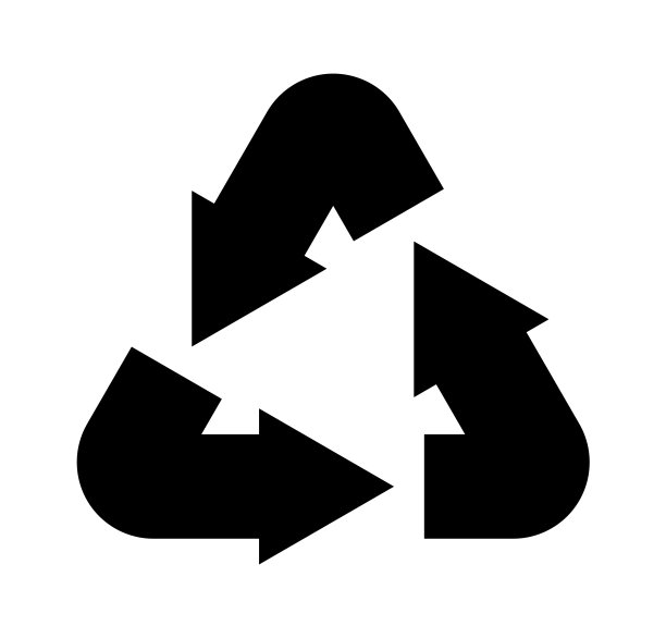 回收图标。简单的黑色环保标签，带箭头的生态三角标志，包装再利用生态标志，垃圾分类标签模板，矢量孤立标志插图图片下载