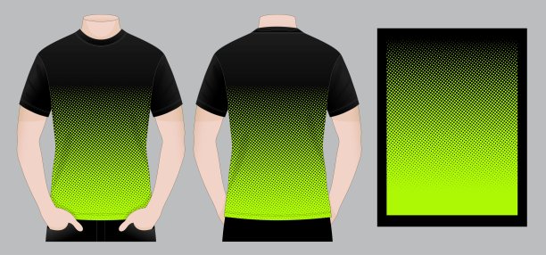 运动t恤设计黑绿色半色调点背景矢量图片下载