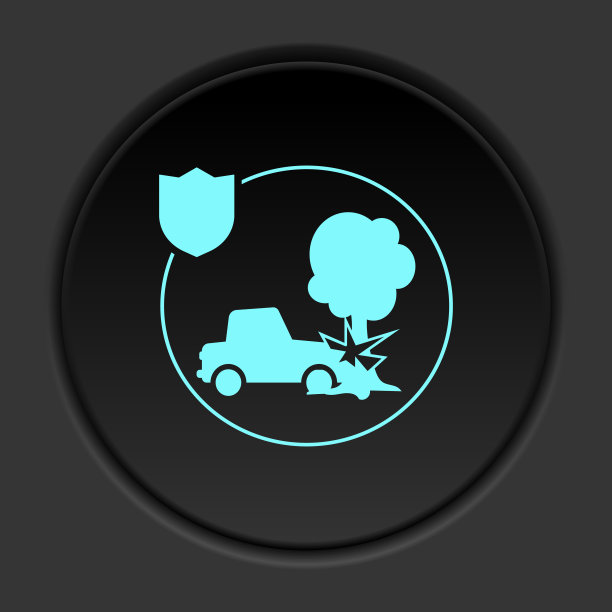 圆形背景上的深色按钮平面图标。建筑施工保险暗圈矢量图标图片下载