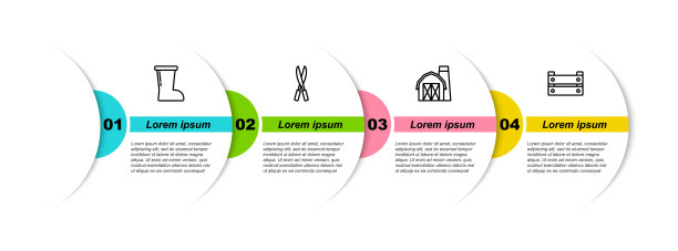 集线防水橡胶靴，园艺手工剪刀，农家乐和木箱。业务信息模板。向量图片下载