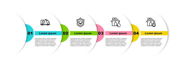 设应急车，带护罩的毕业帽，房屋失火失火。业务信息模板。向量图片下载