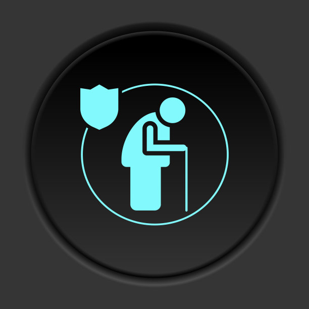 圆形背景上的黑色按钮平面图标。建筑施工保险黑圈矢量图标图片下载