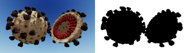 有趣的冠状病毒3D模型与毛皮，阿尔法通道，孤立的背景图片下载
