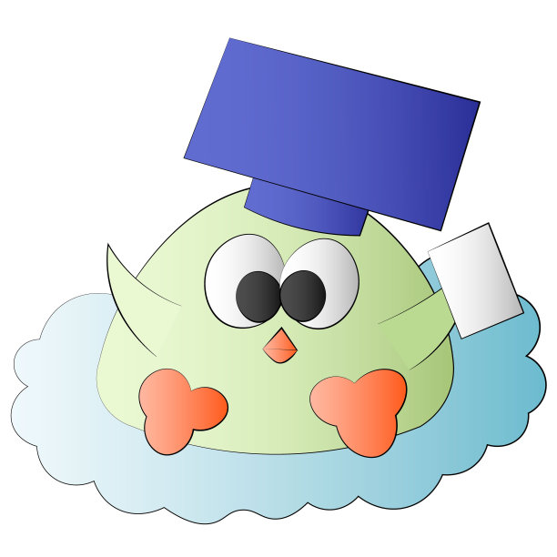 可爱的卡通鸟毕业生在帽子与页图片下载