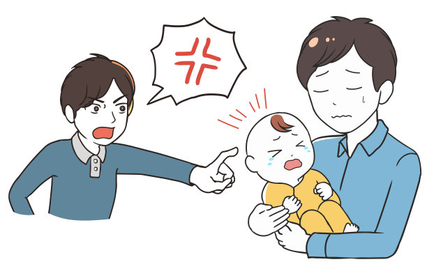 一个哭泣的婴儿和一个抱怨的男人图片下载