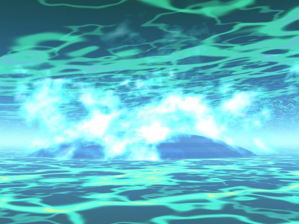 球体与海洋的奇幻景观图片下载