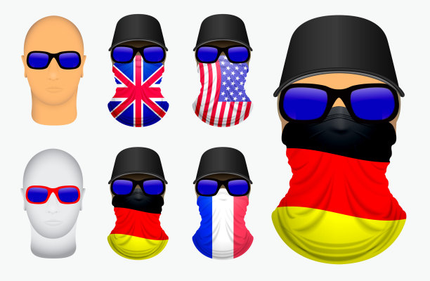 一套头巾现实或头巾摩托车和牛仔衣服或浅黄色现实人体模型概念。Eps 10矢量，易于修改图片下载