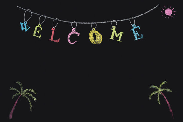 欢迎标志手写黑板类型黑板模板背景图片下载