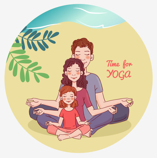 母亲、父亲和女儿在做莲花式瑜伽图片下载