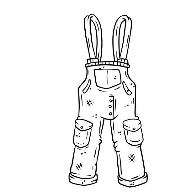 工人工作服。有口袋的牛仔服装。园丁和农民的元素。画卡通插图图片下载