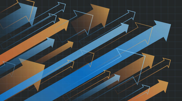 一组蓝色和橙色的箭头向上图片下载