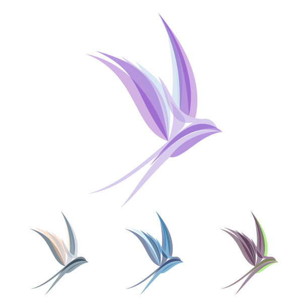 抽象的彩色风格化燕子模板标志设计图片下载