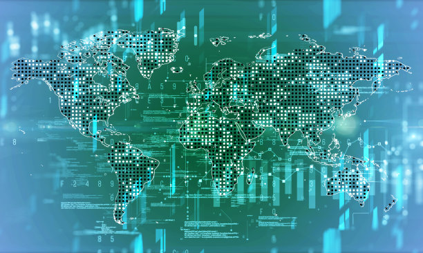 发光的数字地图与点图片下载