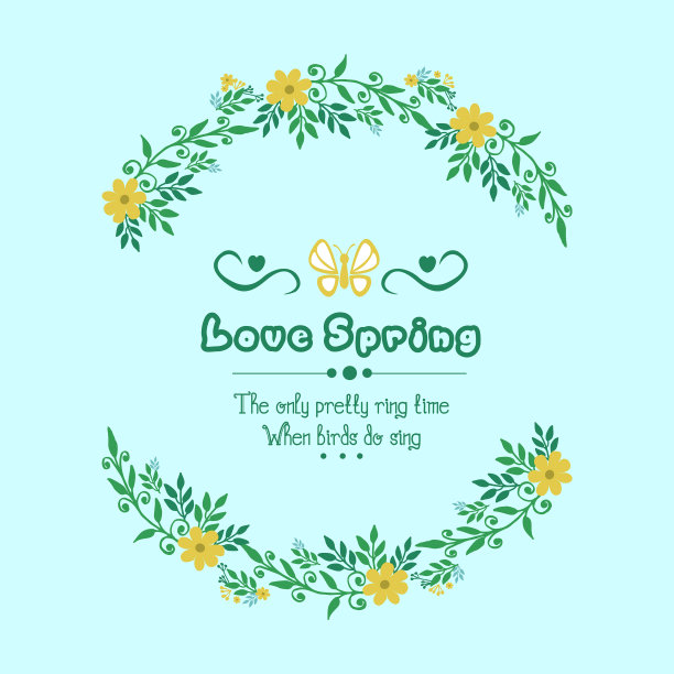 优雅的爱情春天贺卡图案设计图片下载