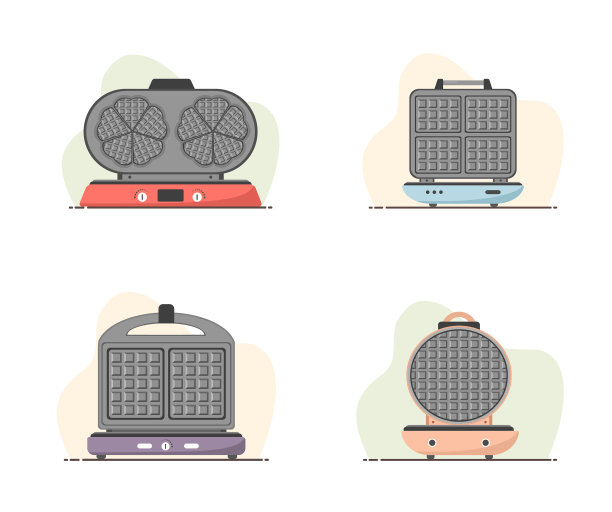 华夫饼铁套华夫饼机孤立图片下载