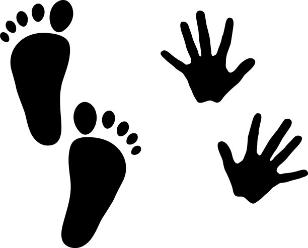 黑色的手脚图标上的白色图片下载