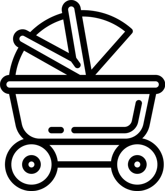 孕妇婴儿车图标轮廓风格图片下载