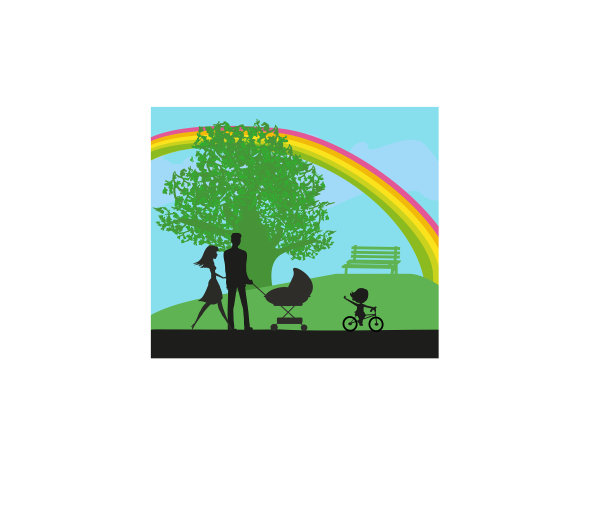 公园里的家庭散步图片下载