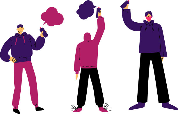 年轻的男孩们穿着帽衫画涂鸦图片下载