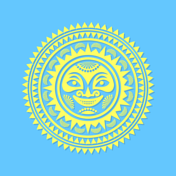 夏威夷太阳星座波利尼西亚风格的光线图片下载