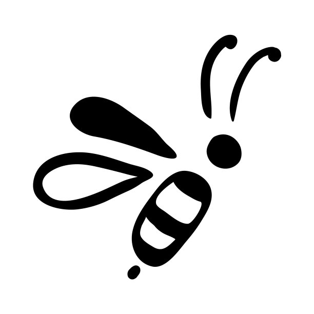 一只蜜蜂的手绘剪影图片下载