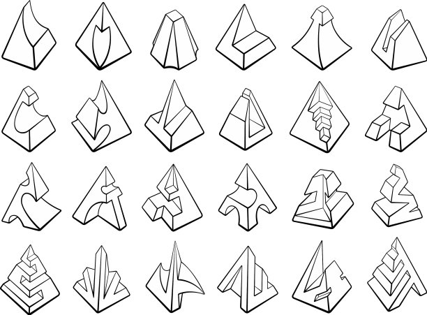 设置三维几何形状金字塔设计图片下载