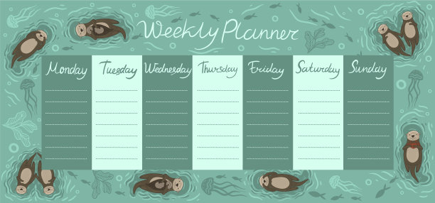 海獭图表每周计划图片下载