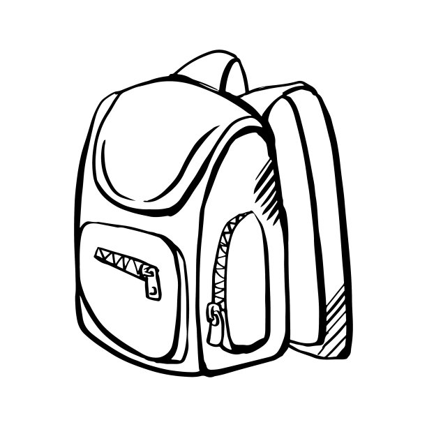 学校背包上黑线素描孤立图片下载