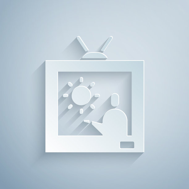 剪纸天气预报图标孤立在灰色图片下载