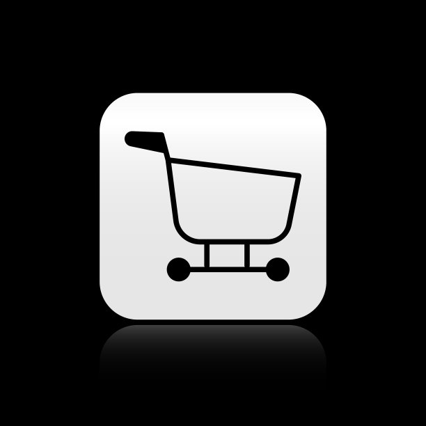 黑色购物车图标孤立在黑色图片下载