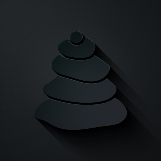 剪纸堆栈热石头图标孤立在黑色图片下载