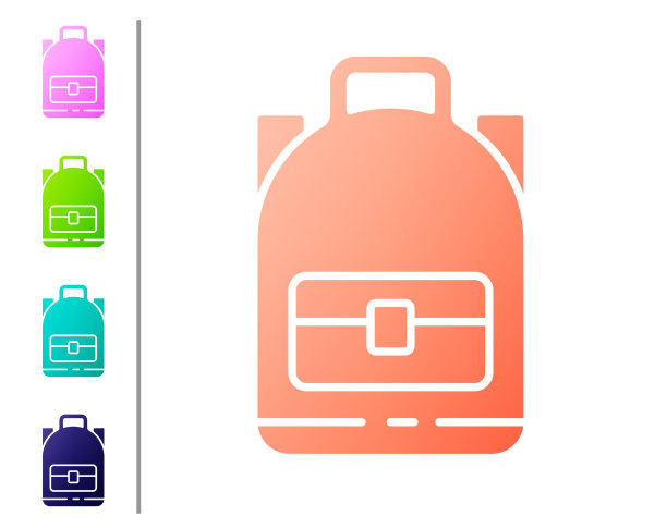 珊瑚徒步背包图标孤立在白色图片下载