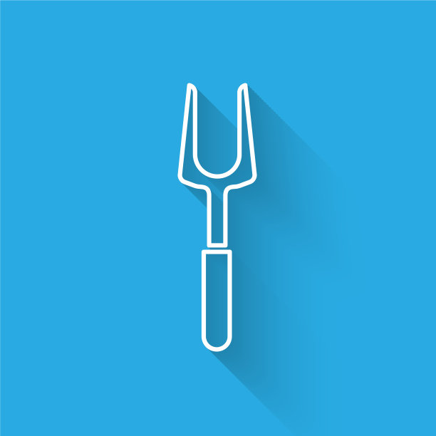 白线烧烤叉图标与长隔离图片下载