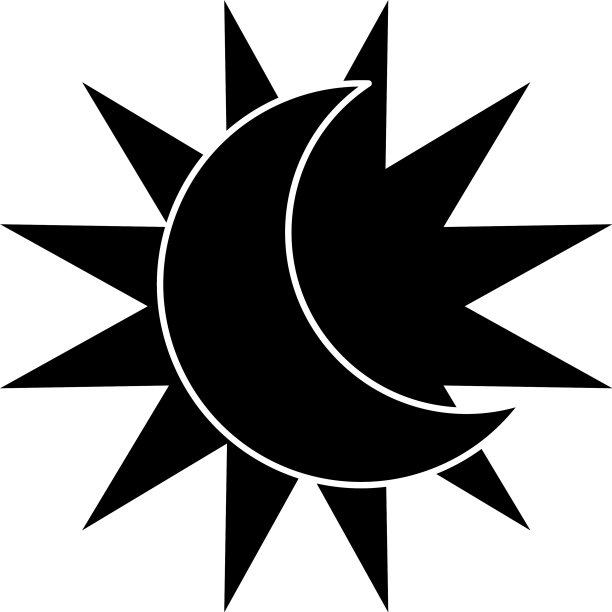 占星概念：太阳与月亮图标剪影图片下载
