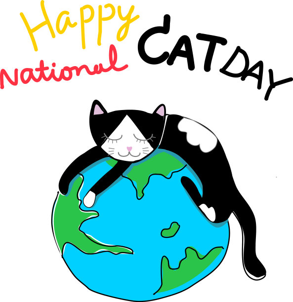 猫日快乐全国猫日卡通图片下载