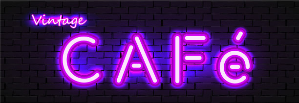 复古咖啡厅霓虹灯图片下载