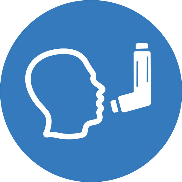 哮喘呼吸蓝色吸入器图标图片下载