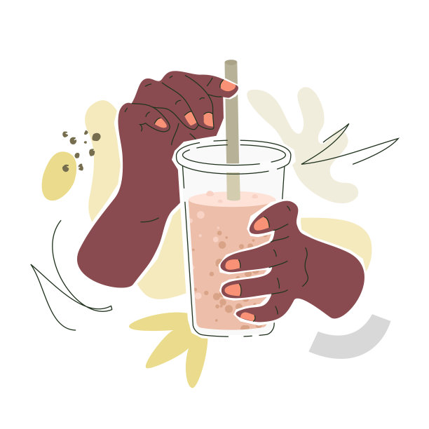 黑人女性的手拿着奶昔图片下载