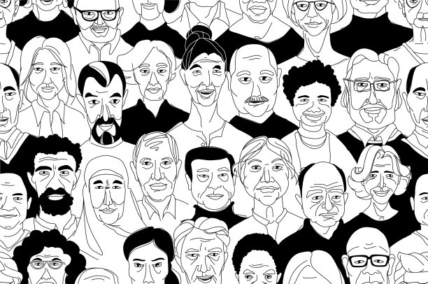 高级女性男性头像grunge线图片下载