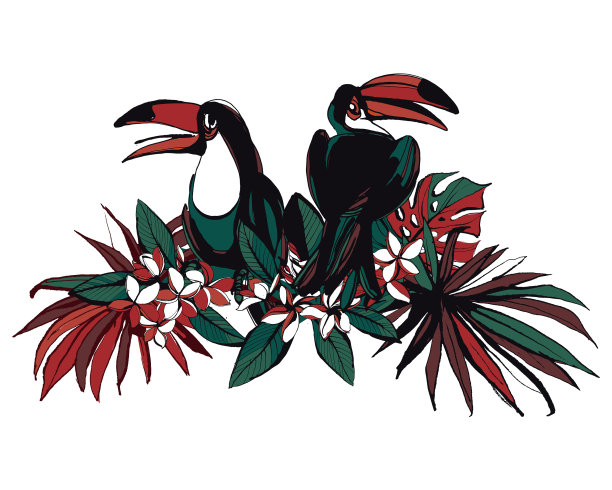 热带花卉夏季派对海报邀请图片下载