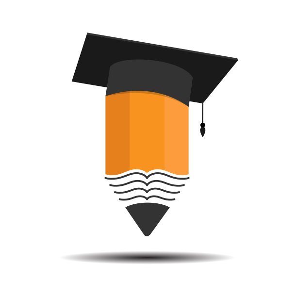 铅笔和帽子的标志毕业颜色图片下载