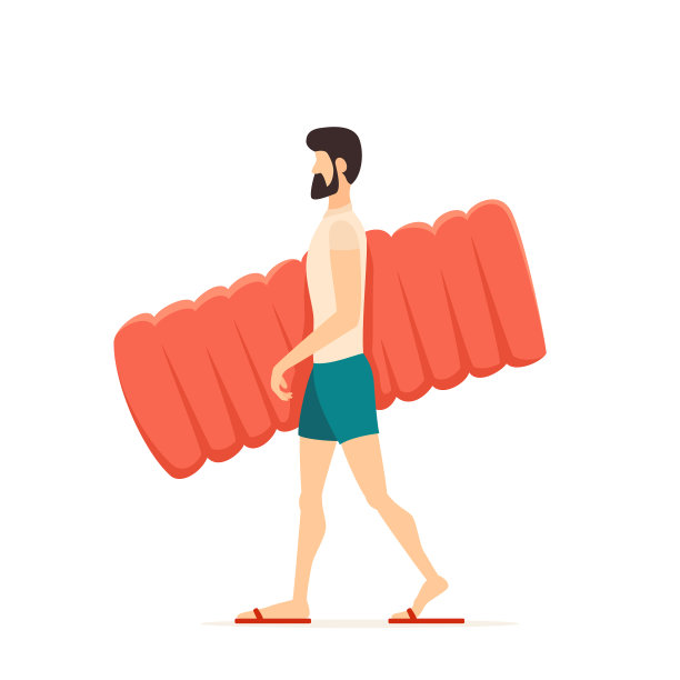 一个带着充气床垫的男人图片下载