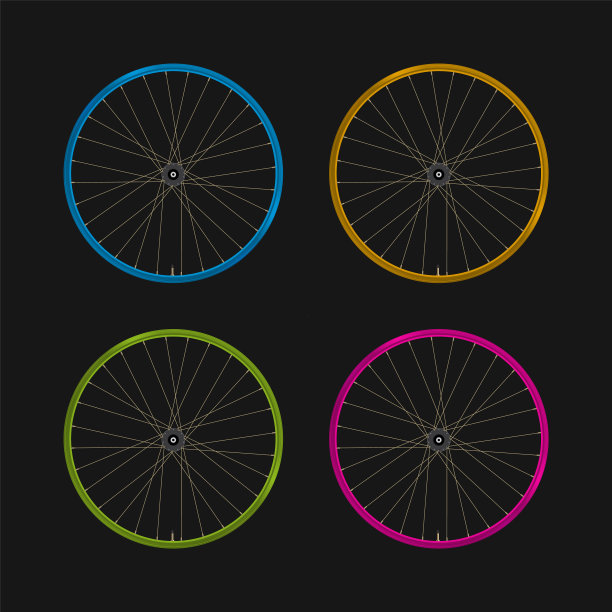 五颜六色的自行车轮辋逼真图片下载