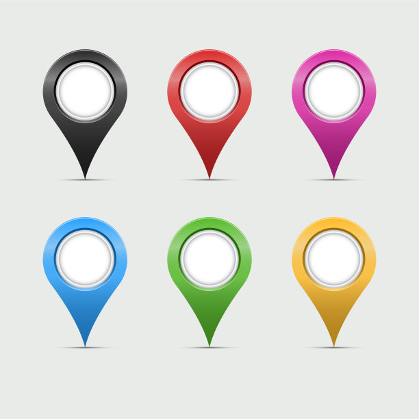 彩色地图标记或泪滴指针图片下载