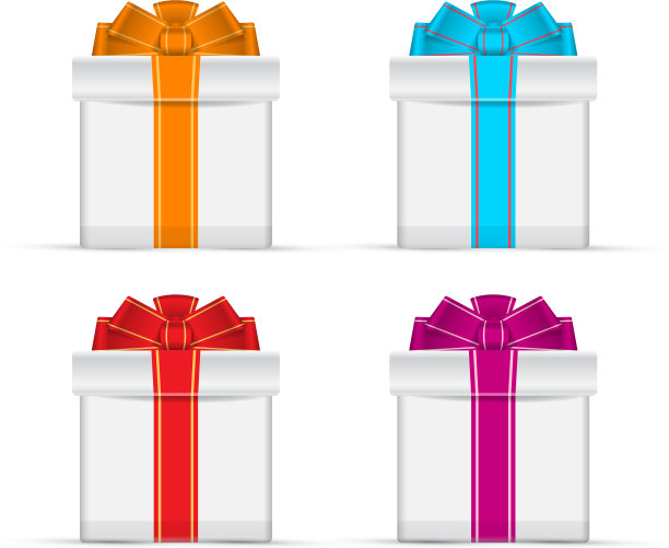 彩色彩带设计的空白礼盒图片下载